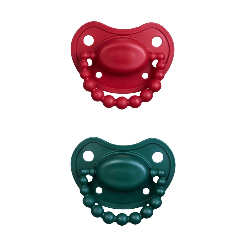 Set Positioning Pacifiers HOLY GREEN and SANTA RED